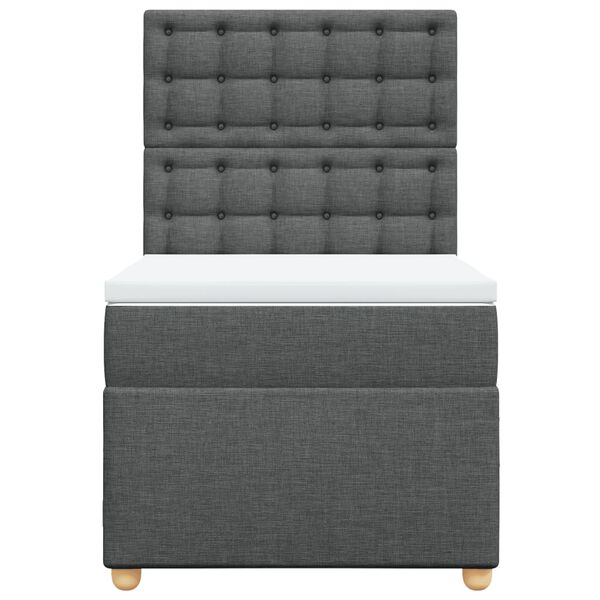 vidaXL Κρεβάτι Boxspring με Στρώμα Σκούρο Γκρι 90x200 εκ. Υφασμάτινο