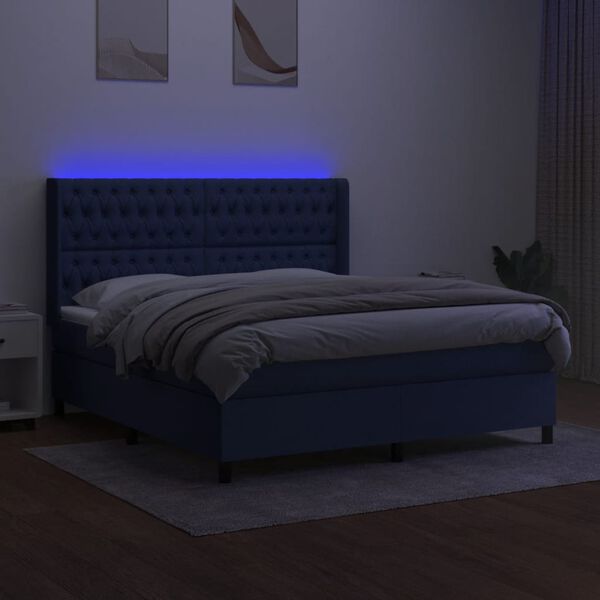 vidaXL &Kappa;&rho;&epsilon;&beta;ά&tau;&iota; Boxspring &mu;&epsilon; &Sigma;&tau;&rho;ώ&mu;&alpha; & LED &Mu;&pi;&lambda;&epsilon; 180x200 &epsilon;&kappa;. &Upsilon;&phi;&alpha;&sigma;&mu;ά&tau;&iota;&nu;&omicron;