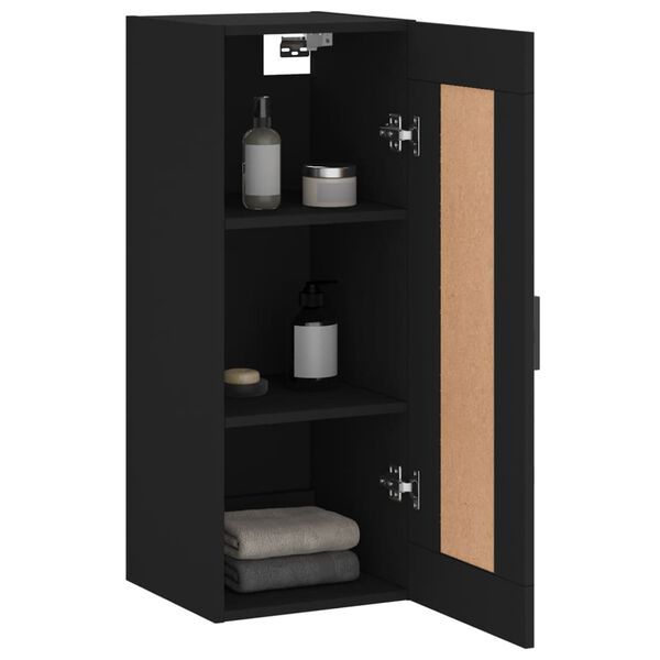 vidaXL Ντουλάπι Τοίχου Μαύρο 34,5 x 34 x 90 εκ. από Επεξεργασμένο Ξύλο