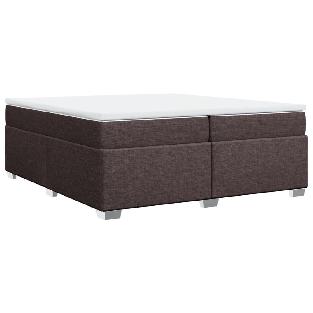 vidaXL Κρεβάτι Boxspring με Στρώμα Σκούρο Καφέ 200x200 εκ. Υφασμάτινο
