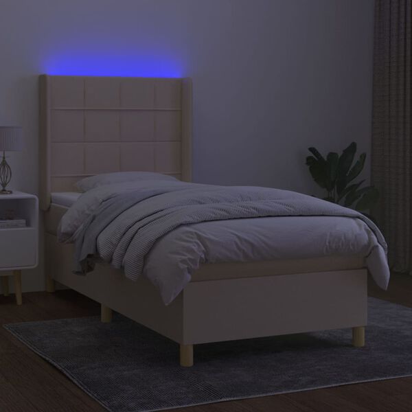 vidaXL &Kappa;&rho;&epsilon;&beta;ά&tau;&iota; Boxspring &mu;&epsilon; &Sigma;&tau;&rho;ώ&mu;&alpha; & LED &Kappa;&rho;&epsilon;&mu; 80x200 &epsilon;&kappa;. &Upsilon;&phi;&alpha;&sigma;&mu;ά&tau;&iota;&nu;&omicron;