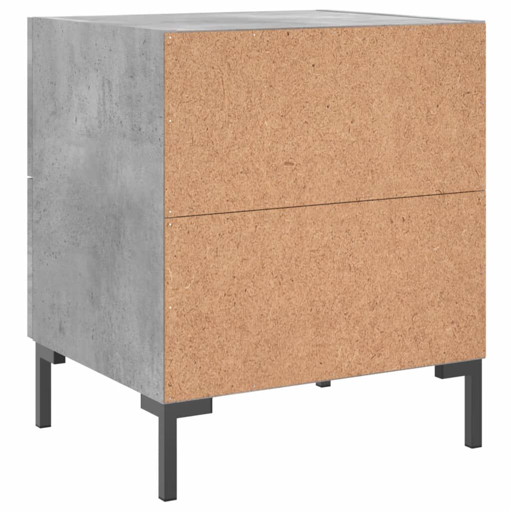 vidaXL Κομοδίνα 2 τεμ. Γκρι Σκυροδεμ. 40 x 35 x 47,5 εκ. Επεξεργ. Ξύλο