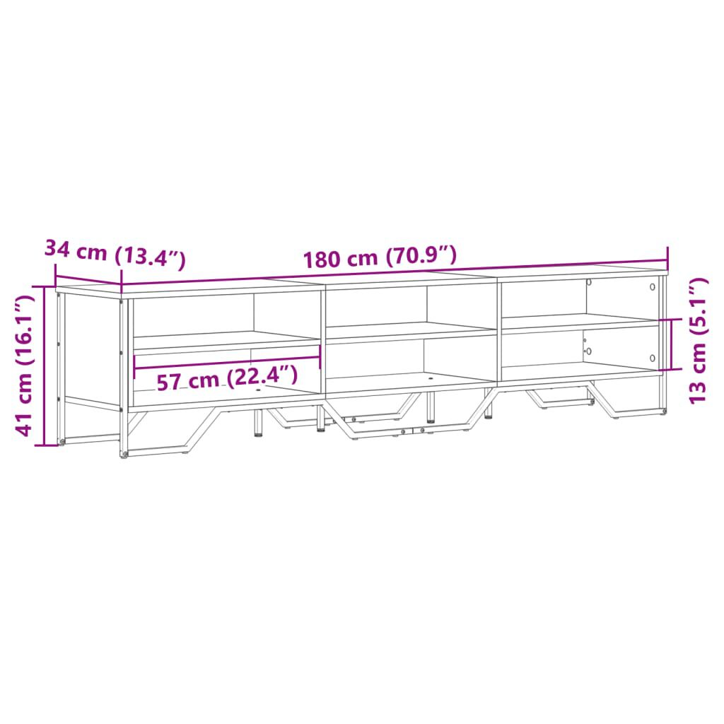 vidaXL Έπιπλο Τηλεόρασης Καπνιστή Δρυς 180x34x41 εκ. Επεξ. Ξύλο