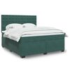 vidaXL Κρεβάτι Boxspring με Στρώμα Σκούρο Πράσινο 180x200εκ. Βελούδινο