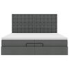 vidaXL Οθωμανικό κρεβάτι με στρώματα Σκούρο γκρι 200x200cm ύφασμα