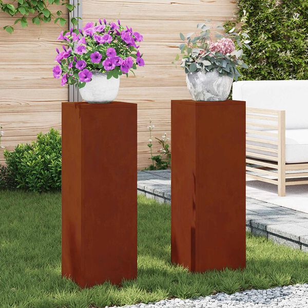 vidaXL &Beta;ά&sigma;&eta; &phi;&upsilon;&tau;ώ&nu; 2 pcs &Sigma;&kappa; rusty 24 x 24 x 75 &epsilon;&kappa;.