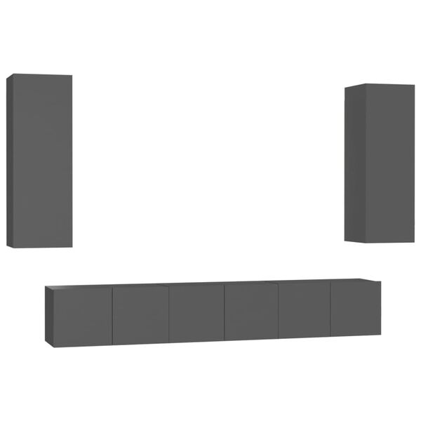 vidaXL Έπιπλα Τηλεόρασης Σετ 5 Τεμαχίων Γκρι από Μοριοσανίδα