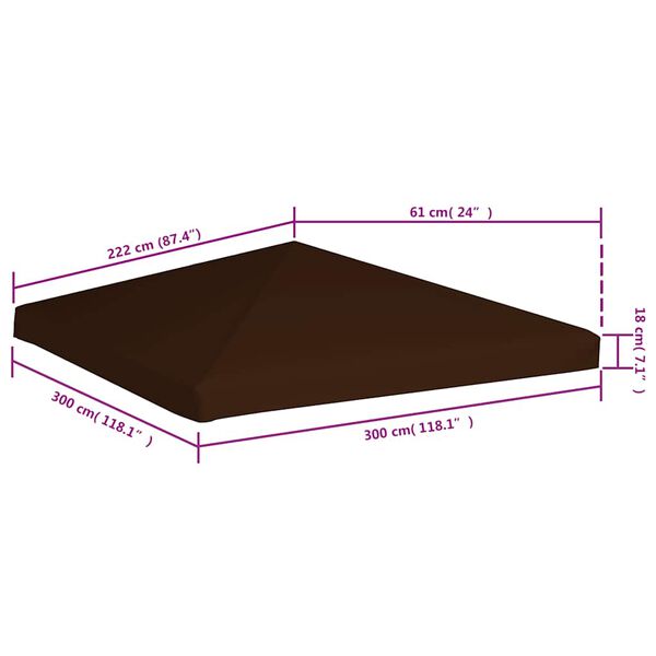 vidaXL Κάλυμμα για Κιόσκι Καφέ 3 x 3 μ. 310 γρ./μ²