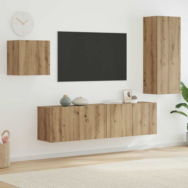 vidaXL &Nu;&tau;&omicron;&upsilon;&lambda;ά&pi;&iota; TV &Epsilon;&pi;&iota;&tau;&omicron;ί&chi;&iota;&omicron; 4 pcs Artisan Oak &Epsilon;&pi;&epsilon;&xi;&epsilon;&rho;&gamma;&alpha;&sigma;&mu;έ&nu;&omicron; &xi;ύ&lambda;&omicron;