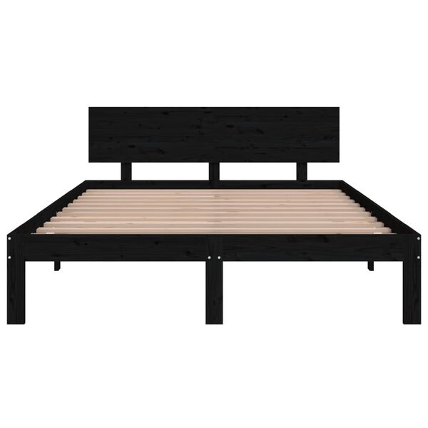 vidaXL Πλαίσιο Κρεβατιού Μαύρο 150 x 200 εκ. Μασίφ Ξύλο King Size