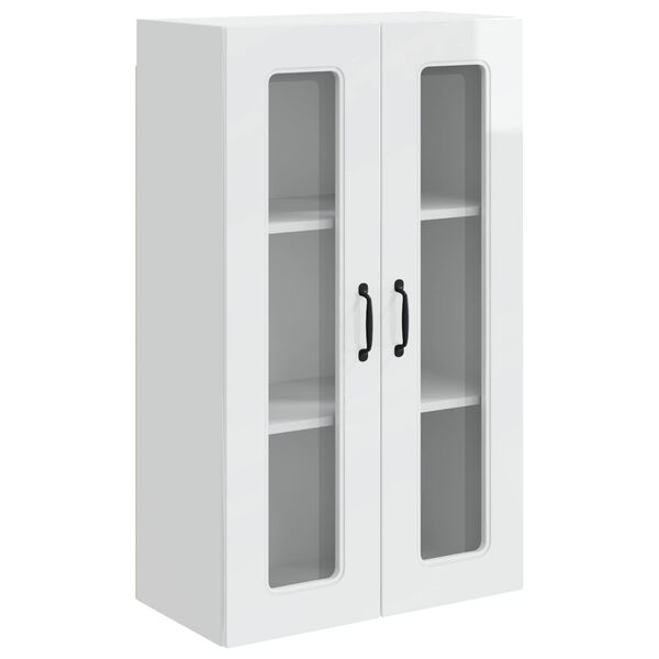 vidaXL Κρεμαστό ντουλάπι κουζίνας με ράφι Υψηλής γυαλάδας λευκό