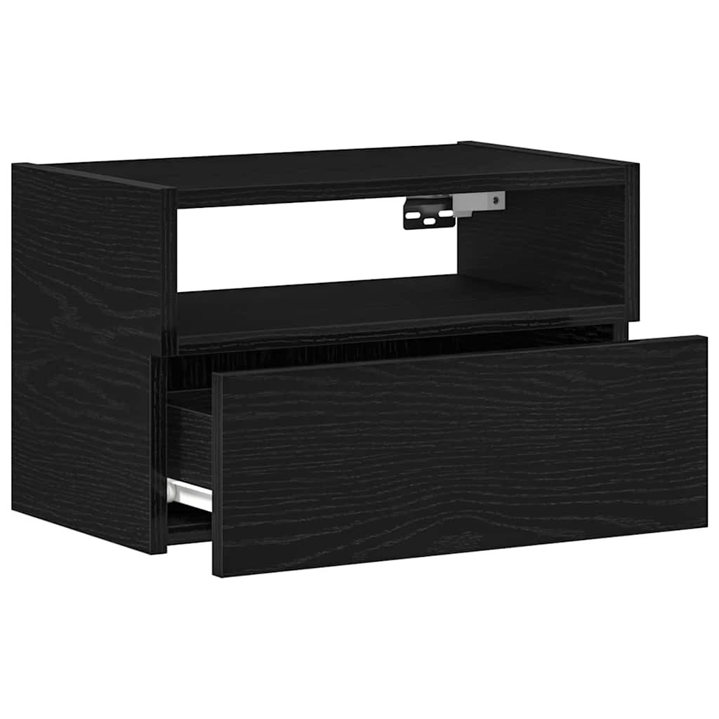 vidaXL Κομοδίνο Επιτοίχιο mαύρο 45x26x28,5 εκ.
