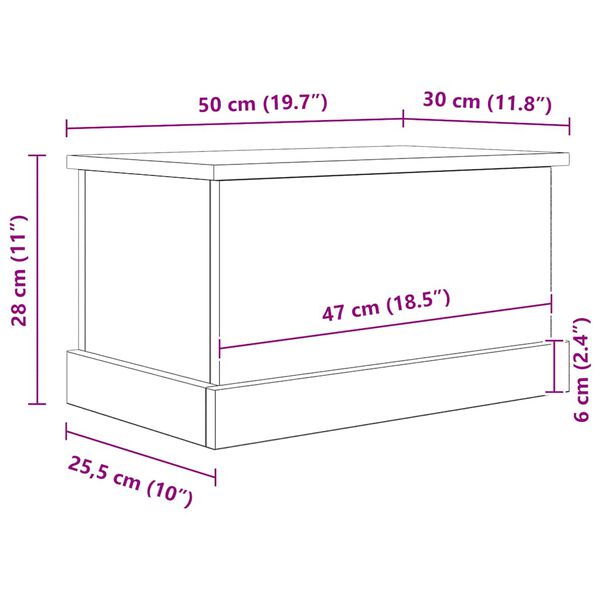 vidaXL Κουτί Αποθήκευσης Αρτισιανή Δρυς 30x50x28 εκ. Επεξ.Ξύλο