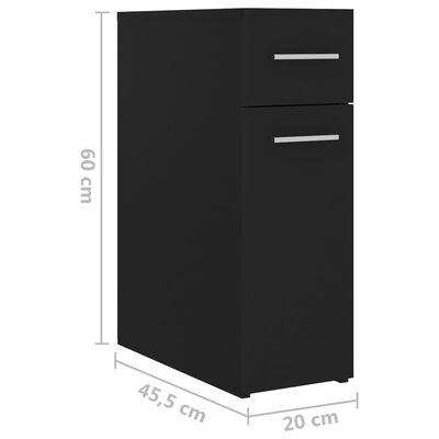 vidaXL Συρταριέρα Γενικής Χρήσης Μαύρη 20 x 45,5 x 60 εκ. Μοριοσανίδα