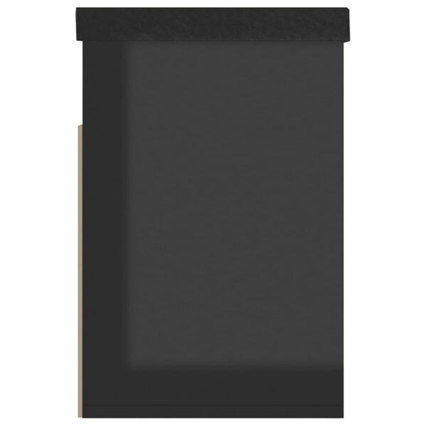 vidaXL Παπουτσοθήκη Γυαλ. Μαύρο 80x30x47 εκ. Επεξ. Ξύλο με Μαξιλάρι