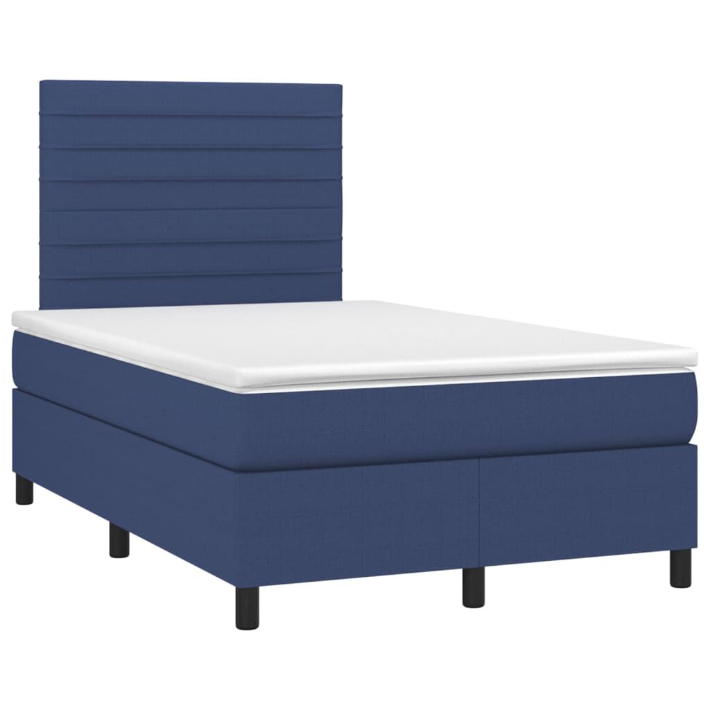 vidaXL Κρεβάτι Boxspring με Στρώμα Μπλε 120x200 εκ. Υφασμάτινο