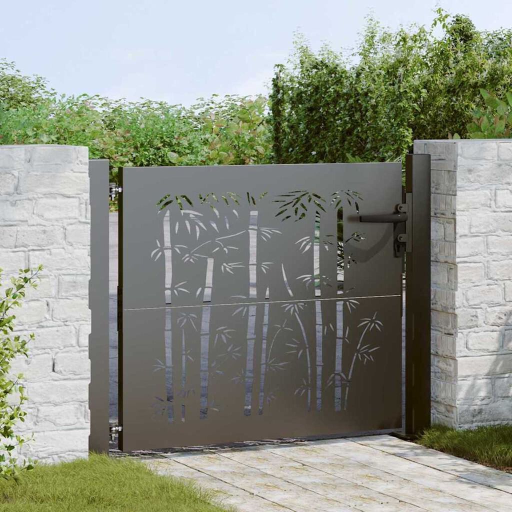 vidaXL Πύλη Κήπου, Πύλη Κήπου 105x75 εκ Υλικό Corten Σχεδιασμός Μπαμπού