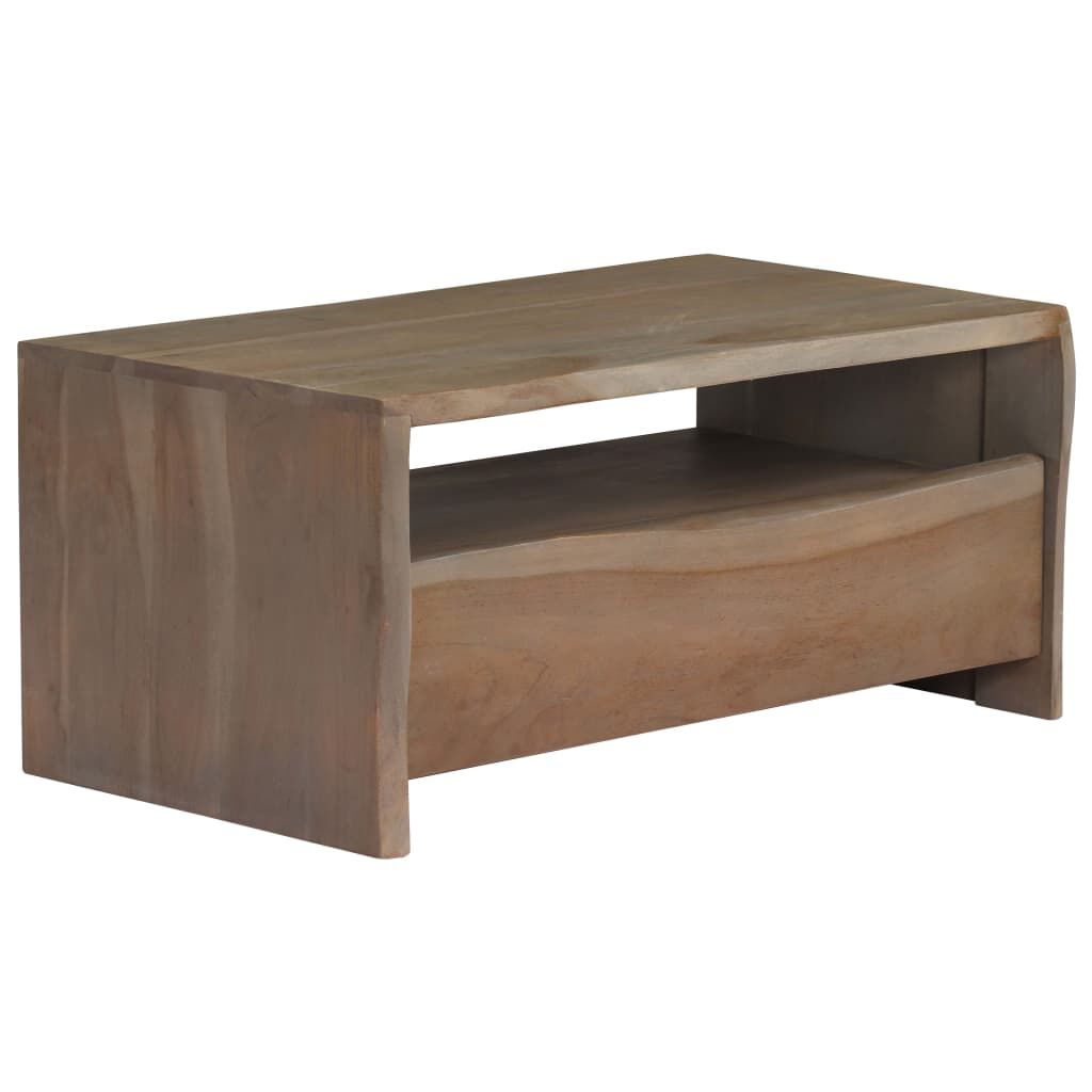 vidaXL Τραπέζι Σαλονιού Live Edge Γκρι 90x50x40 εκ. Μασίφ Ξύλο Ακακίας