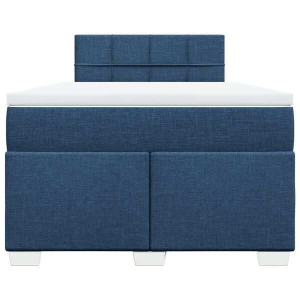 vidaXL Κρεβάτι Boxspring με Στρώμα Μπλε 120x200 εκ. Υφασμάτινο