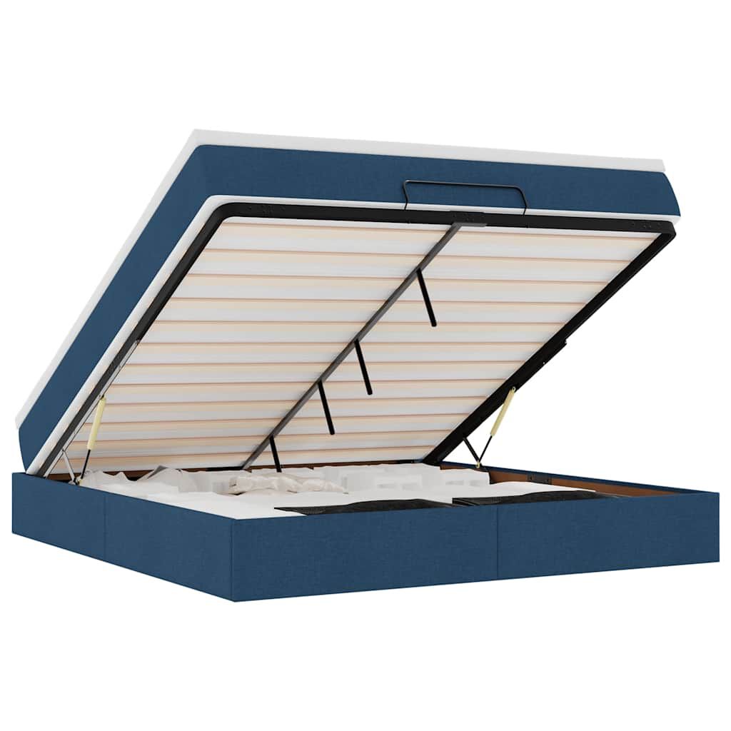 vidaXL Οθωμανικό κρεβάτι με στρώμα μπλε 180x200cm ύφασμα