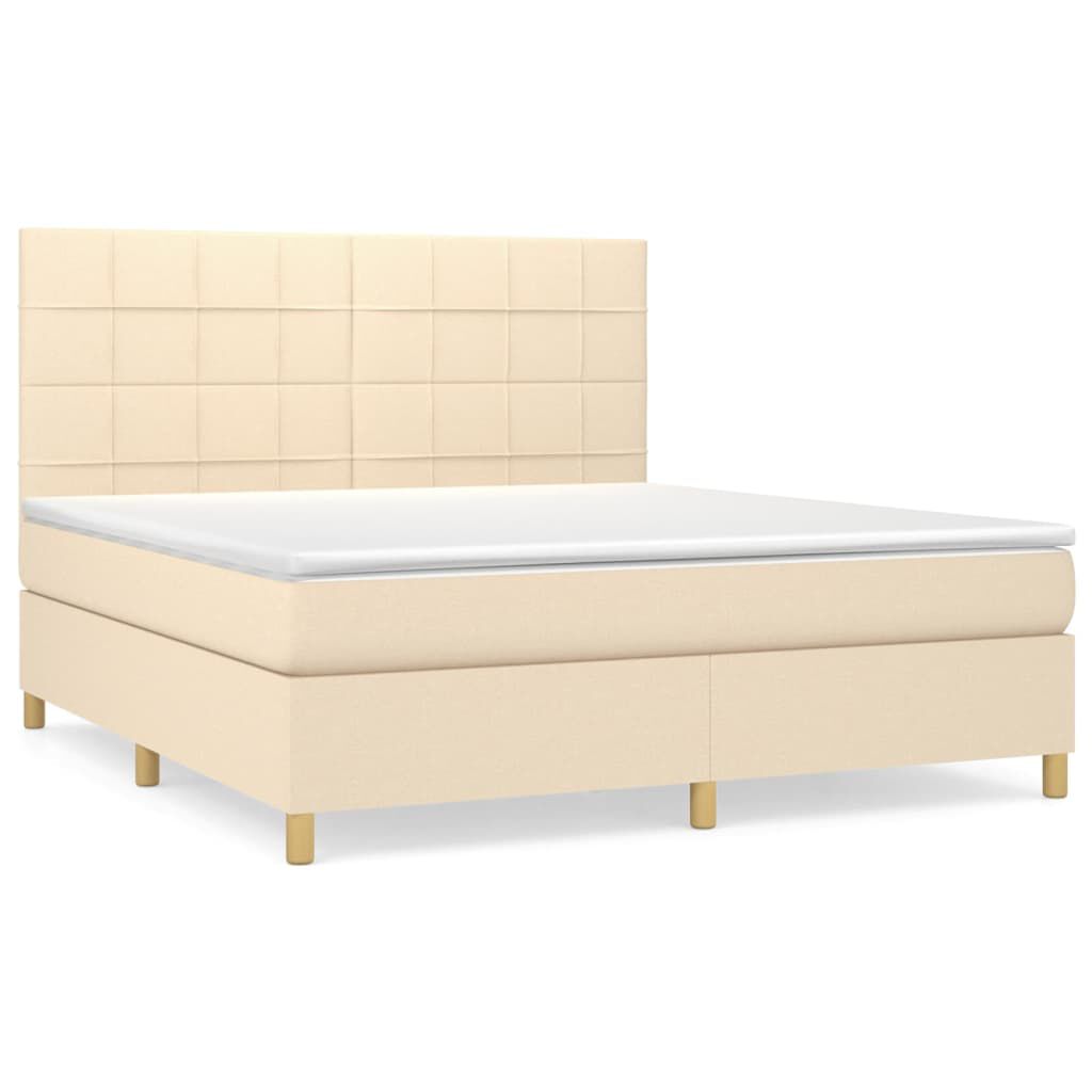 vidaXL Κρεβάτι Boxspring με Στρώμα Κρεμ 160x200 εκ. Υφασμάτινο