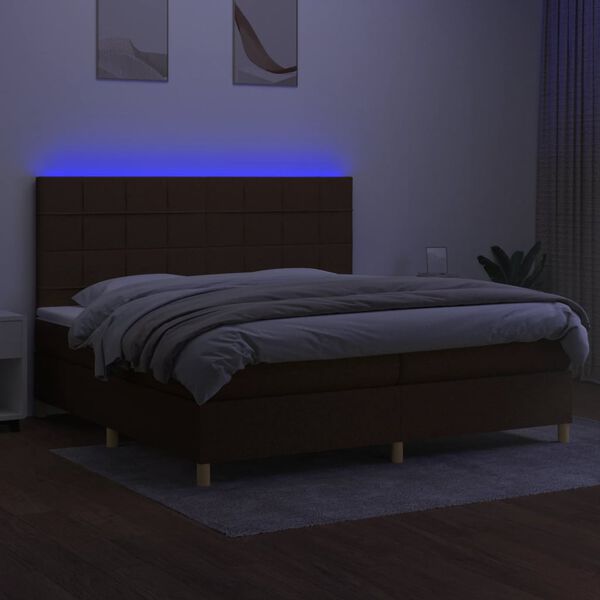vidaXL &Kappa;&rho;&epsilon;&beta;ά&tau;&iota; Boxspring &mu;&epsilon; &Sigma;&tau;&rho;ώ&mu;&alpha; & LED &Sigma;&kappa;.&Kappa;&alpha;&phi;έ 200x200&epsilon;&kappa;. &Upsilon;&phi;&alpha;&sigma;&mu;ά&tau;&iota;&nu;&omicron;