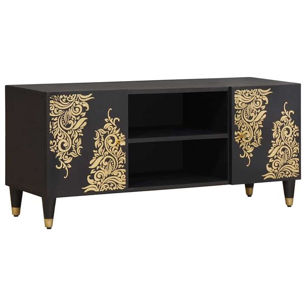 vidaXL Ντουλάπι TV με ράφι Μαύρο 105 x 33 x 46 εκ. Στερεό ξύλο μάνγκο