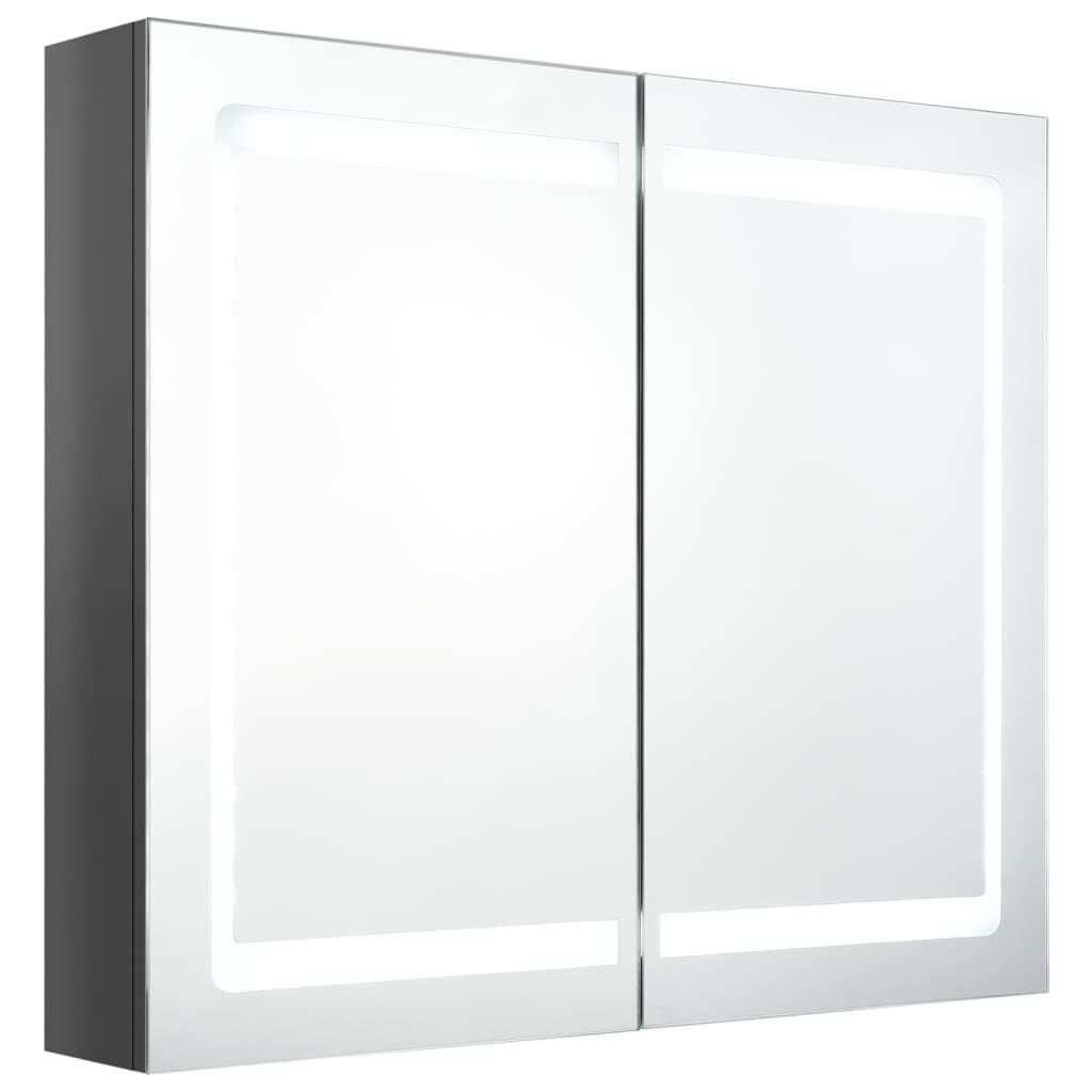 vidaXL Καθρέφτης Μπάνιου με Ντουλάπι & LED Λαμπερό Γκρι 80x12x68 εκ.