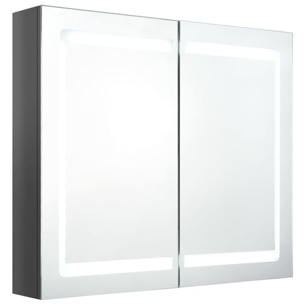 vidaXL Καθρέφτης Μπάνιου με Ντουλάπι & LED Λαμπερό Γκρι 80x12x68 εκ.