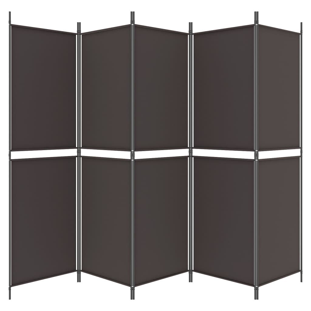 vidaXL Διαχωριστικό Δωματίου με 5 Πάνελ Καφέ 250x180 εκ. από Ύφασμα