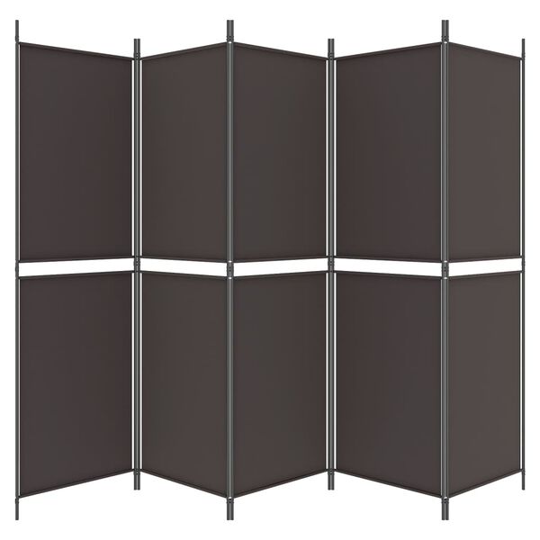 vidaXL Διαχωριστικό Δωματίου με 5 Πάνελ Καφέ 250x180 εκ. από Ύφασμα