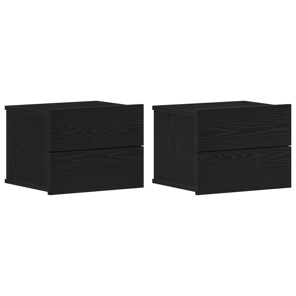 vidaXL Κομοδίνα 2 τμχ Μαύρο Ξύλο 40x30x30 εκ Επεξεργασμένο ξύλο