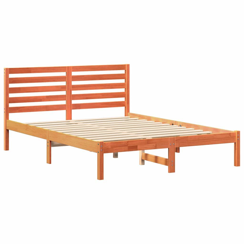 vidaXL Σκελετός Κρεβατιού Καφέ κεριού 140 x 190 cm Μασίφ ξύλο πεύκου
