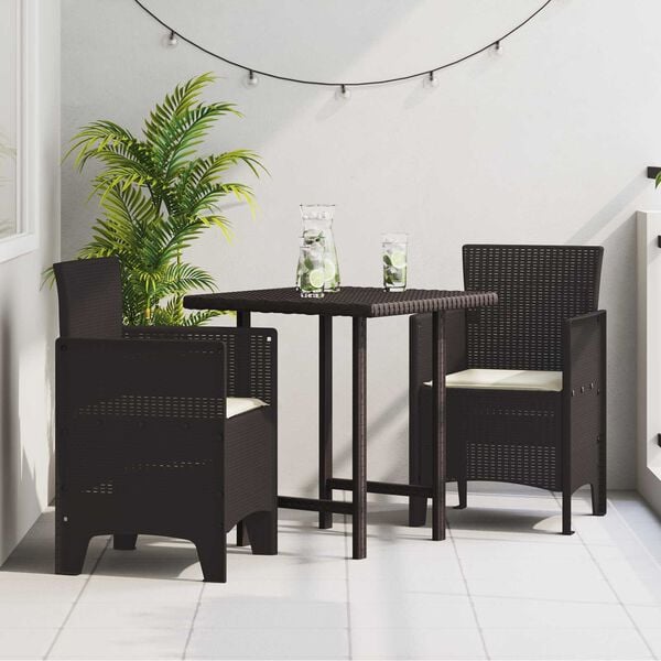 vidaXL Καρέκλες Κήπου με Μαξιλάρια 2 pcs Καφέ 53 x 49 x 85 εκ. Ρατάν