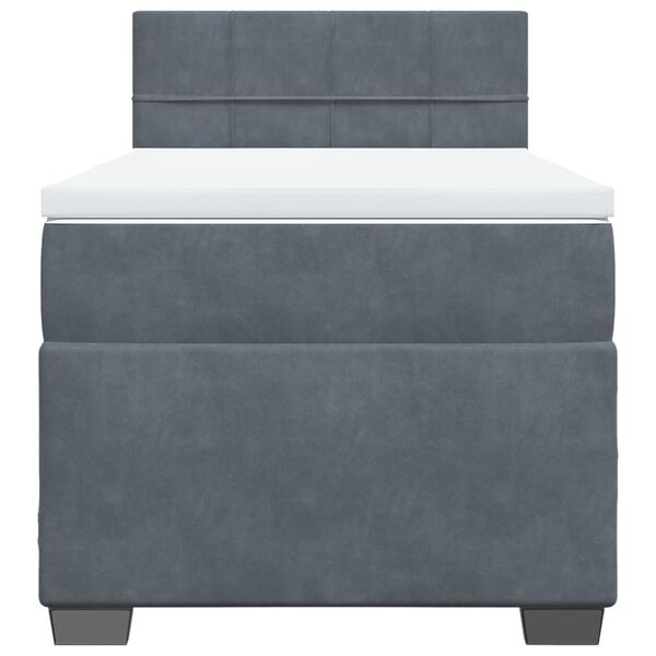 vidaXL Κρεβάτι Boxspring με Στρώμα Σκούρο Γκρι 90x190 εκ. Βελούδινο