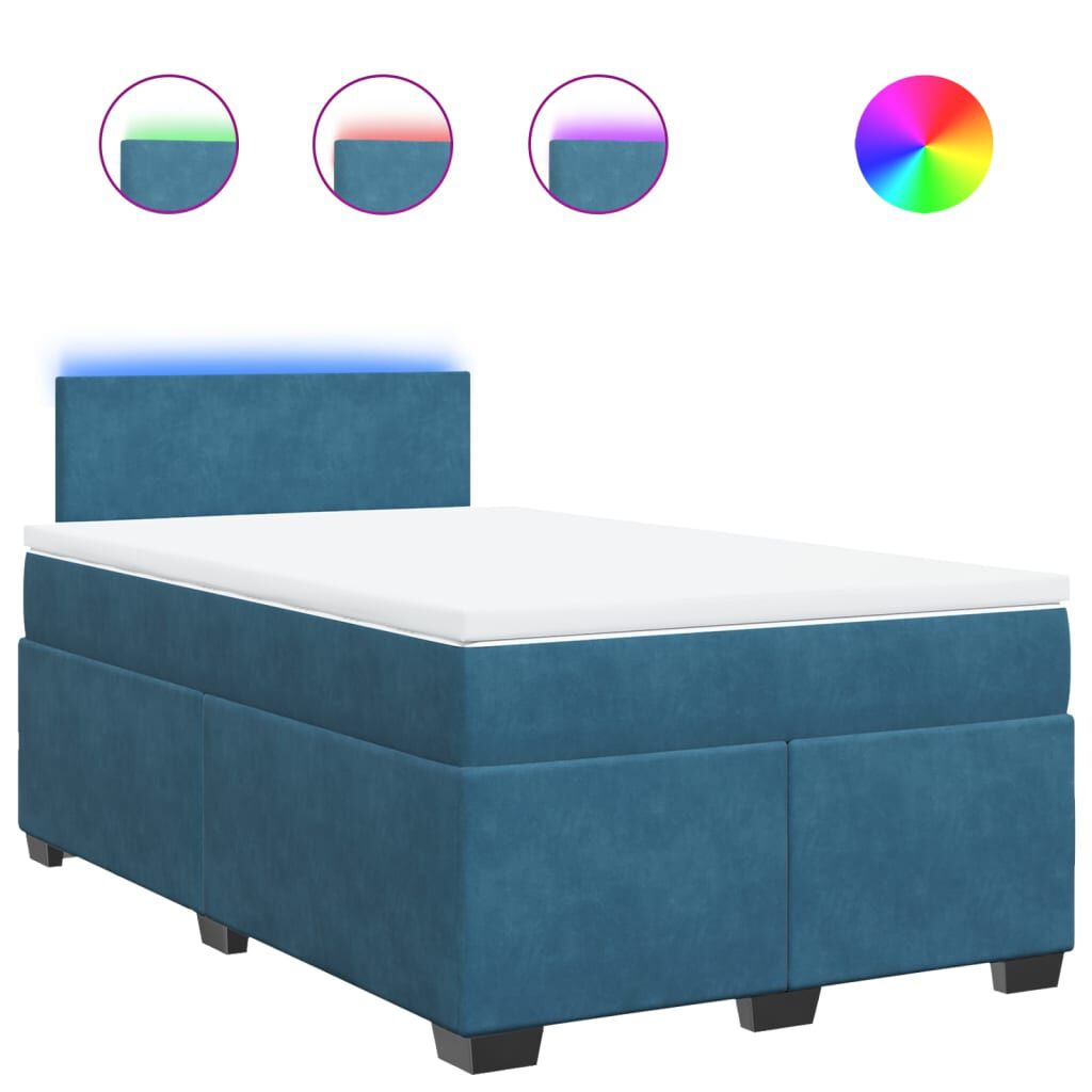 vidaXL Κρεβάτι Boxspring με Στρώμα Μπλε 120x190 εκ. Βελούδινο