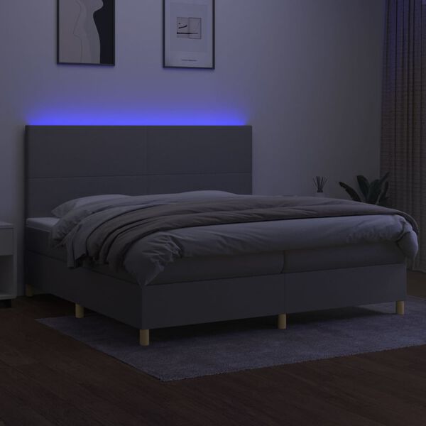 vidaXL &Kappa;&rho;&epsilon;&beta;ά&tau;&iota; Boxspring &mu;&epsilon; &Sigma;&tau;&rho;ώ&mu;&alpha; & LED &Alpha;&nu;.&Gamma;&kappa;&rho;&iota; 200x200&epsilon;&kappa;. &Upsilon;&phi;&alpha;&sigma;&mu;ά&tau;&iota;&nu;&omicron;