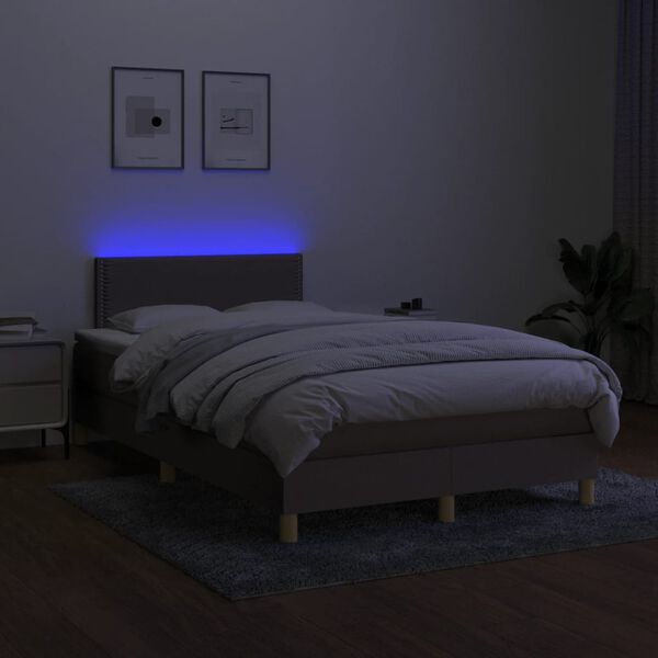 vidaXL &Kappa;&rho;&epsilon;&beta;ά&tau;&iota; Boxspring &mu;&epsilon; &Sigma;&tau;&rho;ώ&mu;&alpha; & LED Taupe 120x190 &epsilon;&kappa;. &Upsilon;&phi;&alpha;&sigma;&mu;ά&tau;&iota;&nu;&omicron;