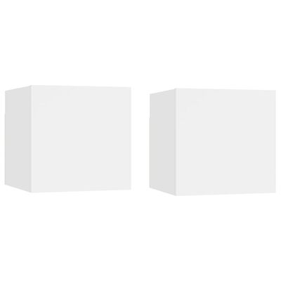 vidaXL Κομοδίνα 2 Τεμαχίων Λευκά 30,5 x 30 x 30 εκ. από Μοριοσανίδα