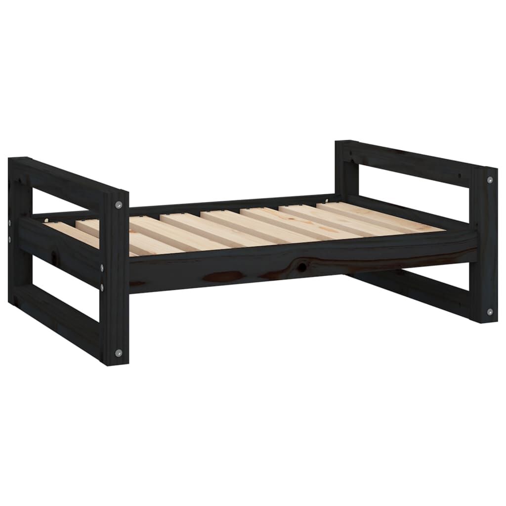 vidaXL Κρεβάτι Σκύλου Schwarz 75,5x55,5x28 εκ. από Μασίφ Ξύλο Πεύκου