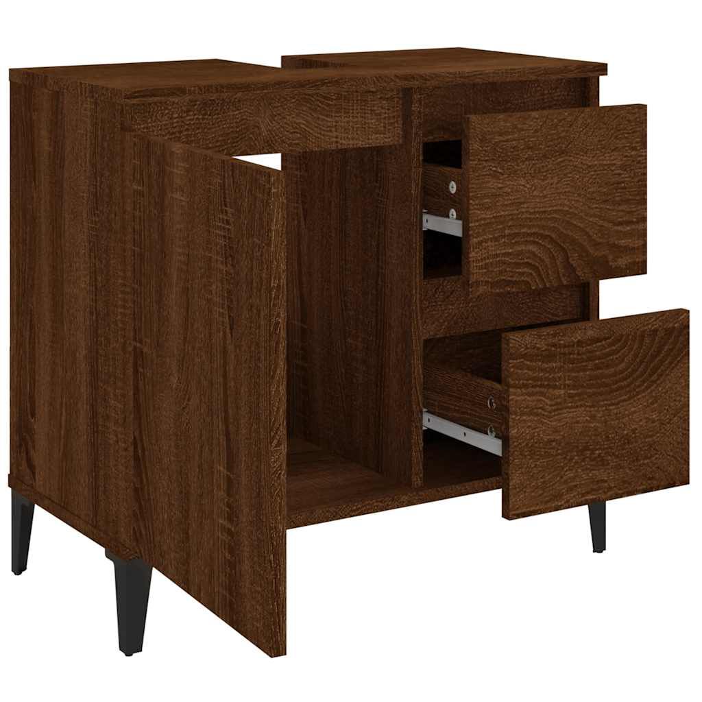 vidaXL Ντουλάπι Μπάνιου Καφέ Δρυς 65x33x60 εκ. Επεξεργασμένο Ξύλο