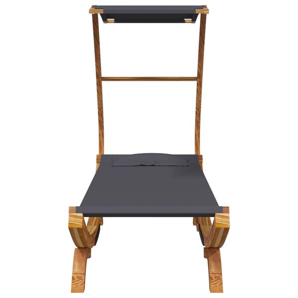 vidaXL Ξαπλώστρα ΕξΧώρου Ανθρ 100x190x134εκ Μασίφ Λυγισμένο Ξύλο Τέντα