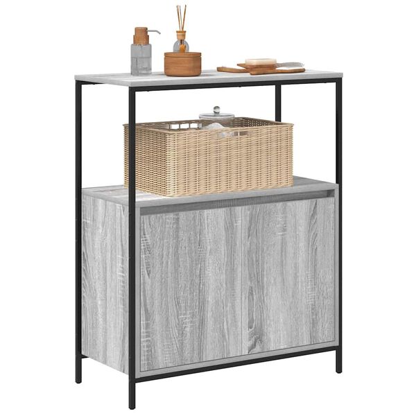 vidaXL Ντουλάπι μπάνιου με ράφια Γκρι Sonoma 76,5x35x95 εκ.