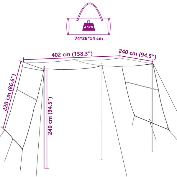 vidaXL Τέντα ανθεκτική στο νερό 302 x 240 x 240 cm