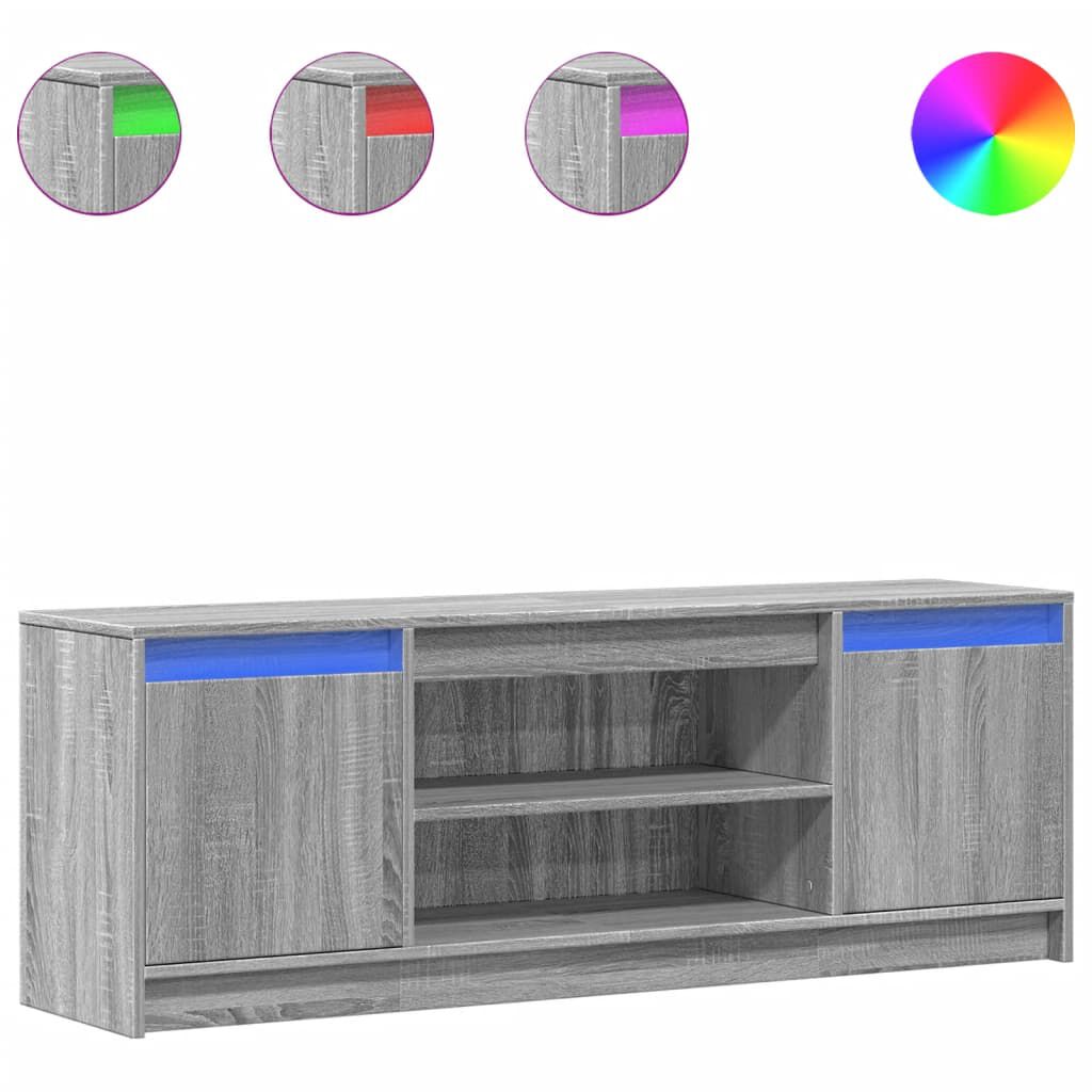 vidaXL Έπιπλο Τηλεόρασης με LED Γκρι Sonoma 139,5x34x50 εκ. Επεξ. Ξύλο