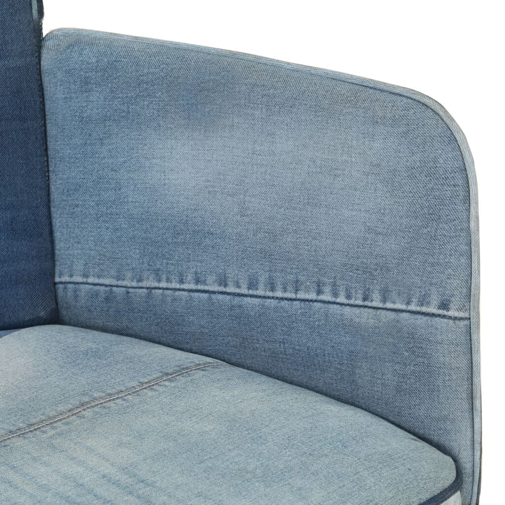 vidaXL Πολυθρόνα Μπλε Denim Patchwork από Καραβόπανο με Υποπόδιο