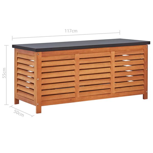vidaXL Μπαούλο Αποθήκευσης Κήπου 117x50x55 εκ. Μασίφ Ξύλο Ευκαλύπτου