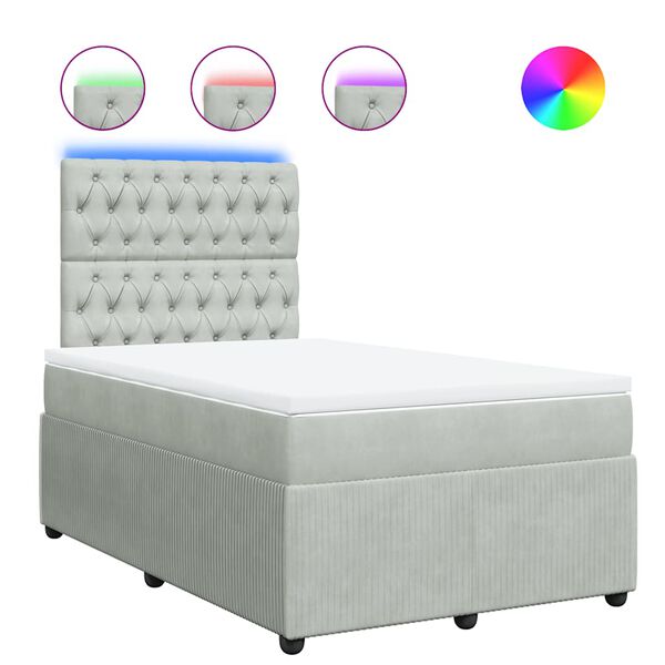 vidaXL Κρεβάτι Boxspring με Στρώμα Ανοιχτό Γκρι 120x200 εκ. Βελούδινο