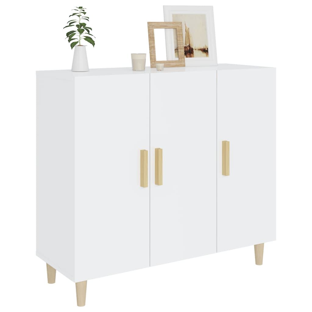 vidaXL Ντουλάπι Γυαλιστερό Λευκό 90 x 34 x80 εκ. Επεξεργασμένο Ξύλο