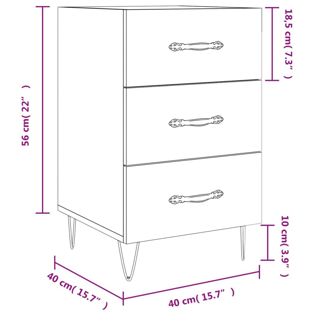 vidaXL Κομοδίνο Γκρι Sonoma 40 x 40 x 66 εκ. από Επεξεργασμένο Ξύλο